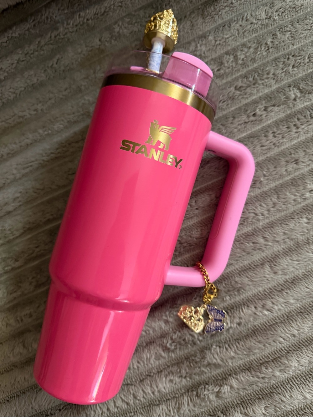 Pink Stanley 30 oz Cup w/ Wicked Straw & Accessories